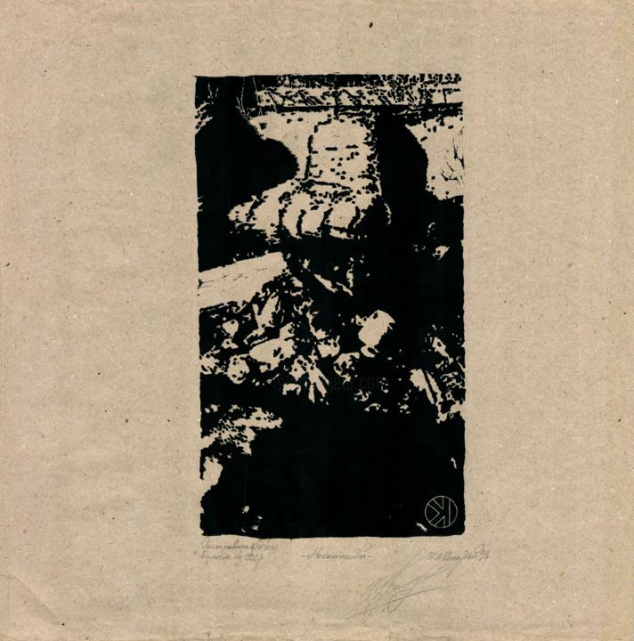 Incisioni, stampe intitolato "Mescalito" da Ivan Kelarev, Opera d'arte originale, Incisioni su linoleum