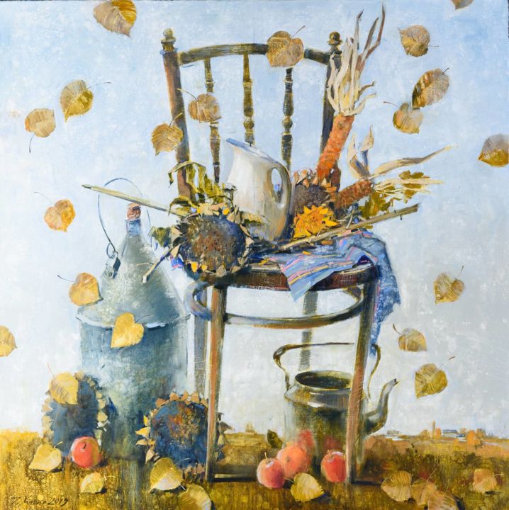 Картина под названием "В объятиях осени" - Igor Khilko, Подлинное произведение искусства, Масло
