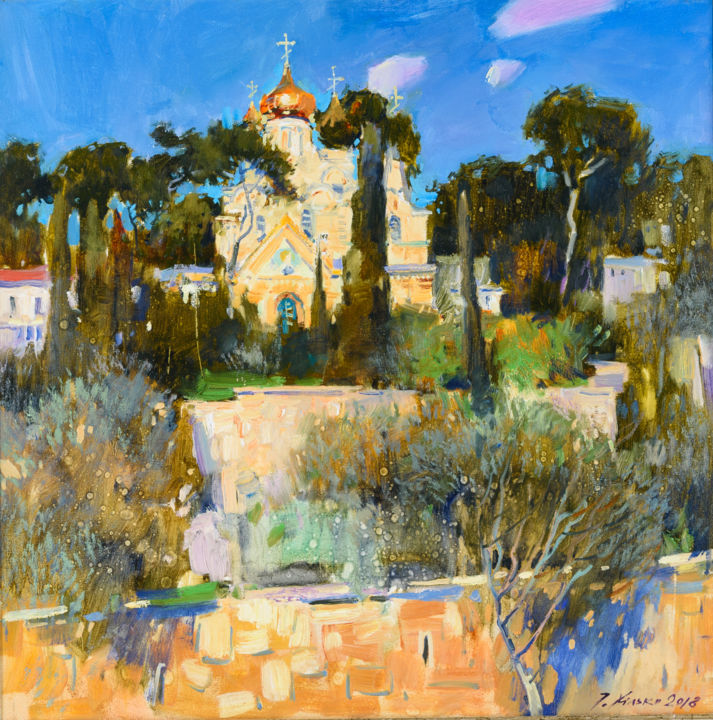 Картина под названием "Небесный Иерусалим" - Igor Khilko, Подлинное произведение искусства, Масло