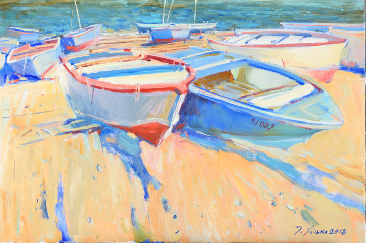 Картина под названием "на берегу" - Igor Khilko, Подлинное произведение искусства, Масло