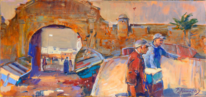 Painting titled "Вечер в Ейсуейре (М…" by Igor Khilko, Original Artwork, Oil