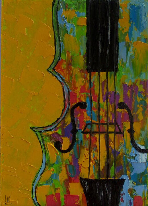 Ζωγραφική με τίτλο "Guitar Painting New…" από Luiza Kozich (Artkingdom7), Αυθεντικά έργα τέχνης, Λάδι