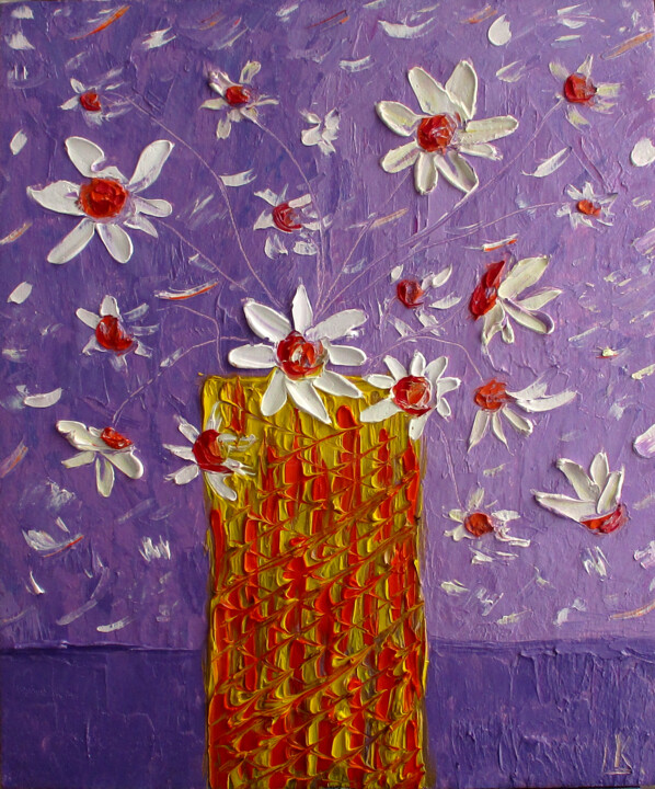 Painting titled "Always daisy! Daisy…" by Luiza Kozich (Artkingdom7), Original Artwork, Oil