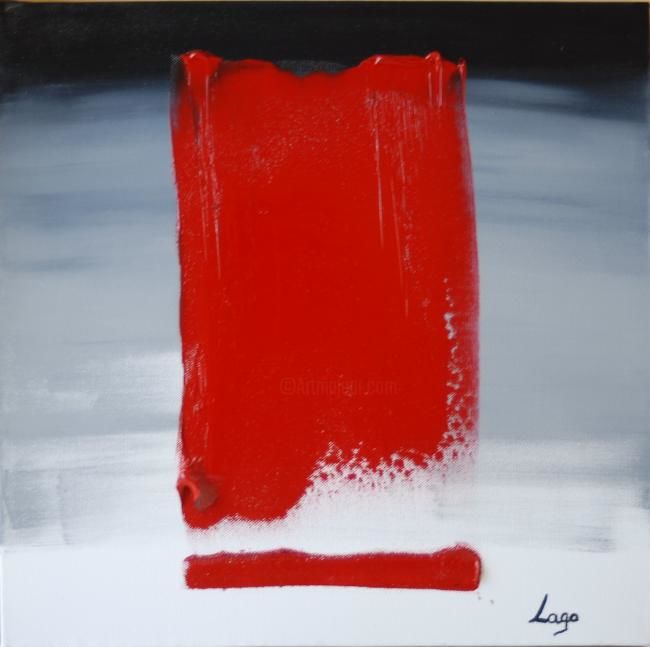Painting titled "gris et rouge" by Lago, Original Artwork, Oil