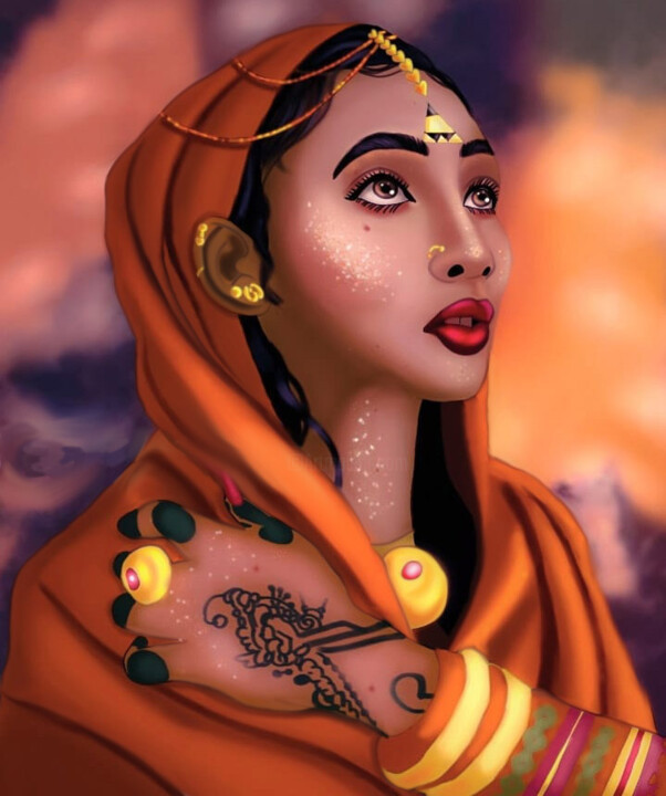Digital Arts titled "The Queen of Sheba" by Artlas Draws, Original Artwork, Digital Painting