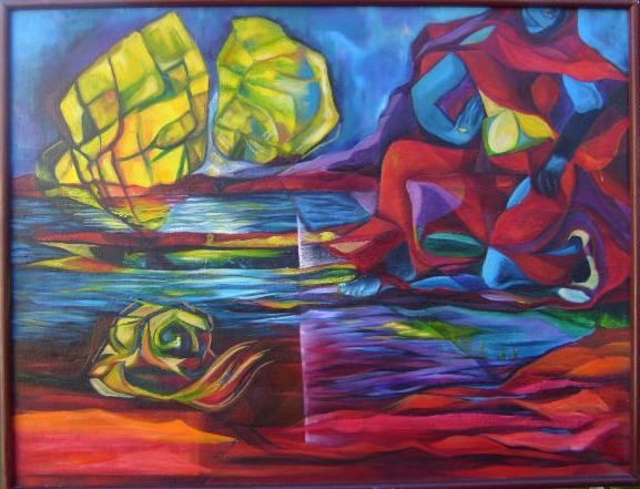 Peinture intitulée "le passage sur une…" par Laure Toral, Œuvre d'art originale, Huile
