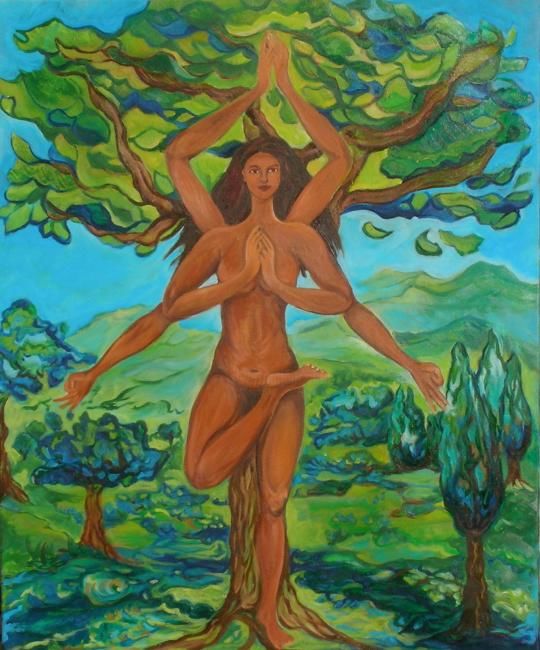 Painting titled "Vrikshasana" by Laure Toral, Original Artwork