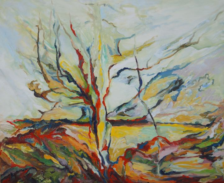Peinture intitulée "Paysage de printemps" par Laure Toral, Œuvre d'art originale, Huile