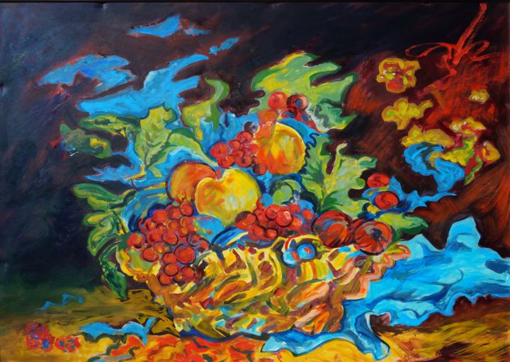 Painting titled "Nature morte baroque" by Laure Toral, Original Artwork, Oil