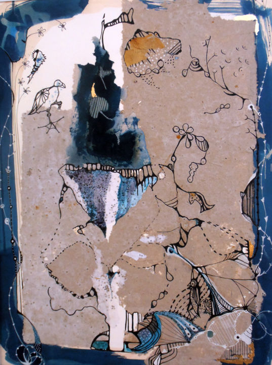 Картина под названием "Mon beau Navire, Ho…" - M. C. Valentine, Подлинное произведение искусства, Другой Установлен на Стекло
