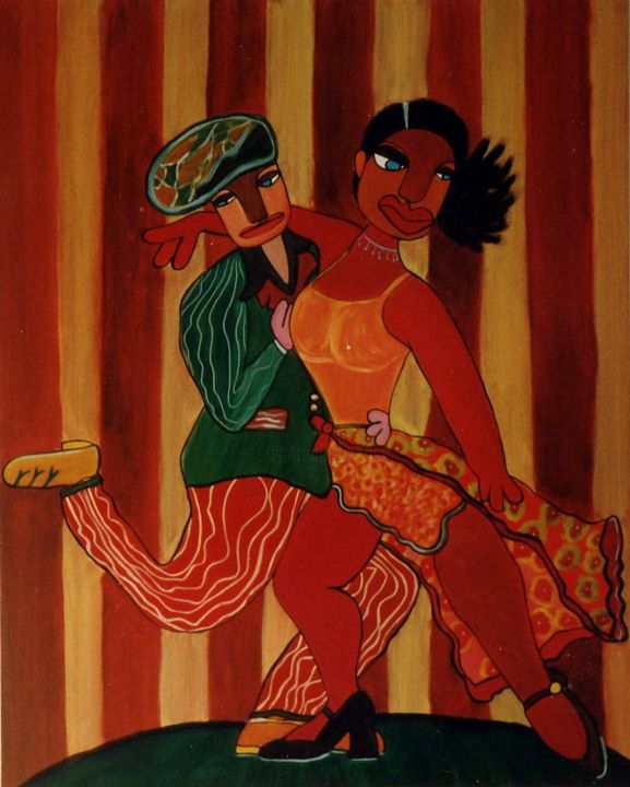 Pintura titulada "Les danseurs" por Sabine Maby, Obra de arte original, Acrílico Montado en Bastidor de camilla de madera