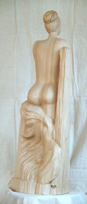 Sculpture titled "Femme 3" by Manou, Original Artwork, Wood