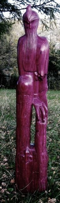 Skulptur mit dem Titel "Fusion (dos)" von Manou, Original-Kunstwerk, Holz