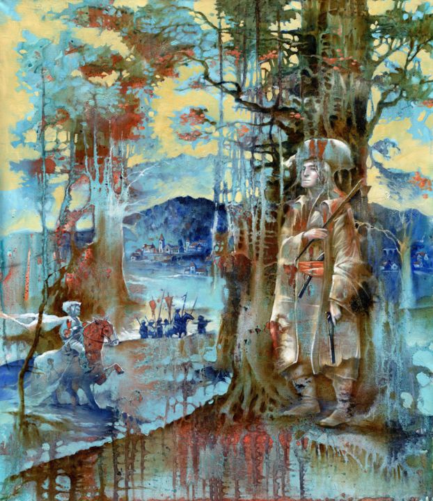 Картина под названием "Slovakian Robin Hoo…" - Nikolay Marci, Подлинное произведение искусства, Масло