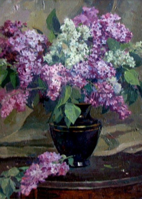 Painting titled "сирень" by Marina Petrova-Richnyak, Original Artwork
