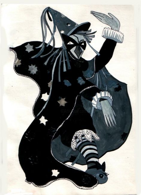 「Черный клоун」というタイトルのアートクラフト Marina Petrova-Richnyakによって, オリジナルのアートワーク