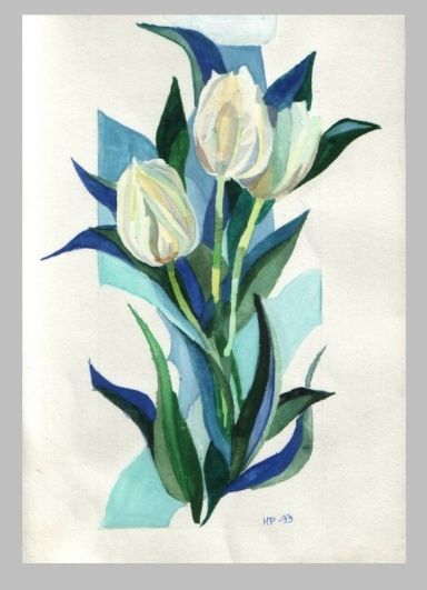 Painting titled "les tulpes blanches" by Marina Petrova-Richnyak, Original Artwork