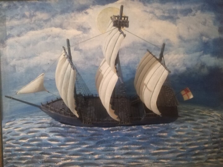Ζωγραφική με τίτλο "day and night at sea" από Artmaster Gurban, Αυθεντικά έργα τέχνης, Λάδι