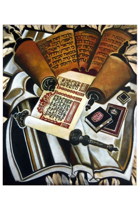 Painting titled "bible-scrolls.jpg" by Artmaster35, Original Artwork