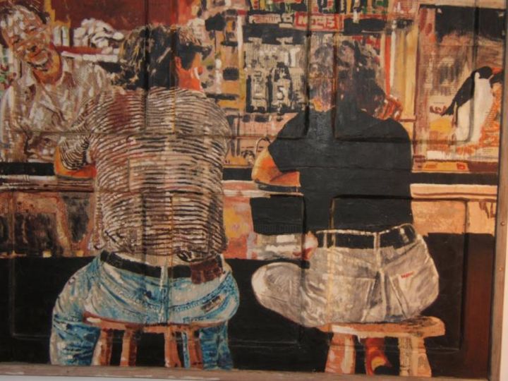 Painting titled "bozo bar" by Zaim Atid, Original Artwork