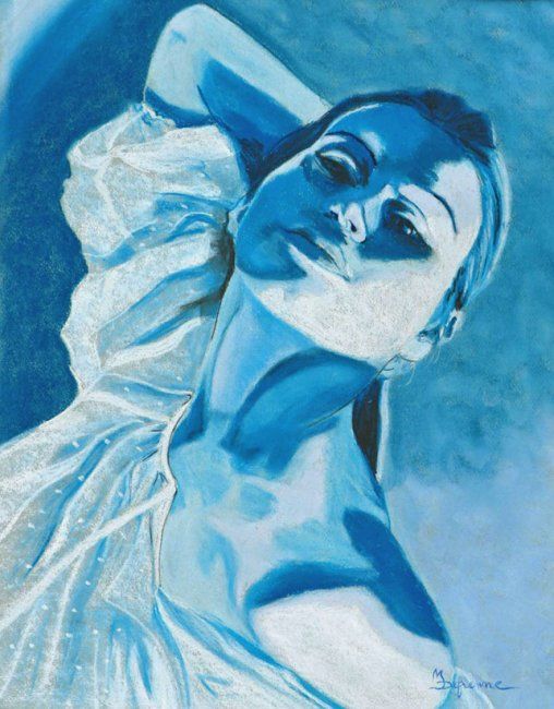 Painting titled "Blue Minou" by Michèle Defrenne, Original Artwork, Oil