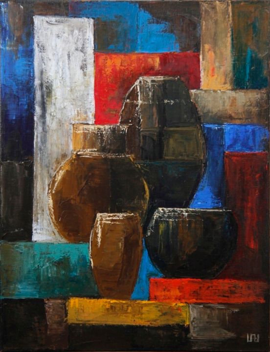 Картина под названием "Still life with vas…" - Mikael Simonyan, Подлинное произведение искусства