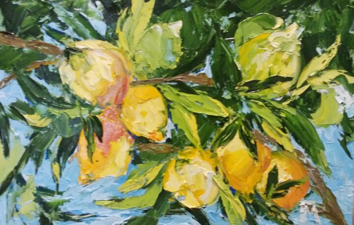 Painting titled "Lemon Tree" by Marina Gaydar, Original Artwork, Oil