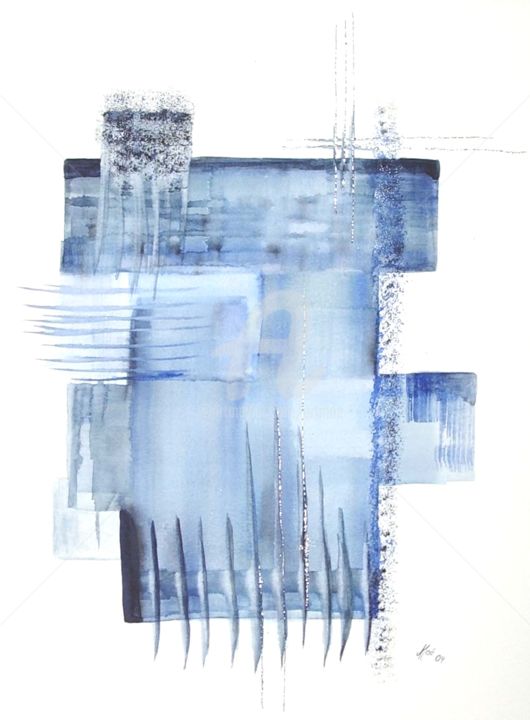 Peinture intitulée "Blue" par Art Moé, Œuvre d'art originale, Aquarelle