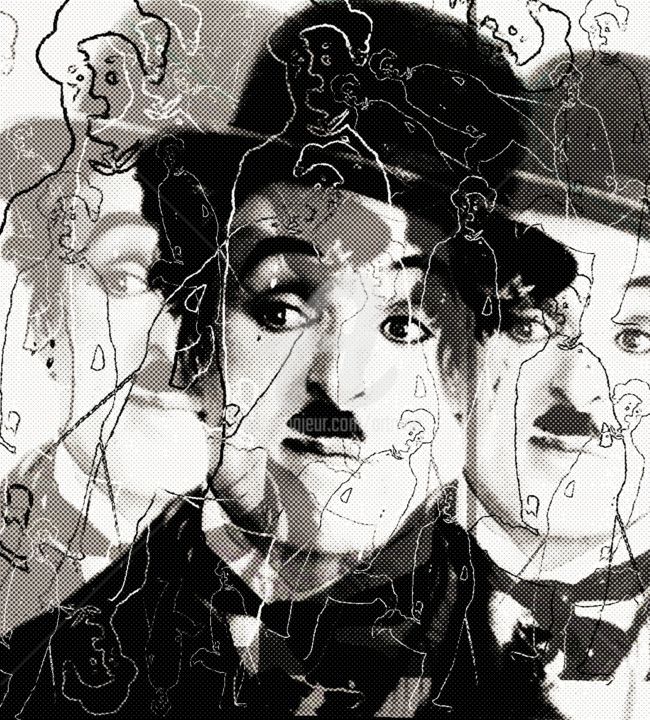 제목이 "Charlie Chaplin"인 디지털 아트 Art Moé로, 원작, 2D 디지털 작업