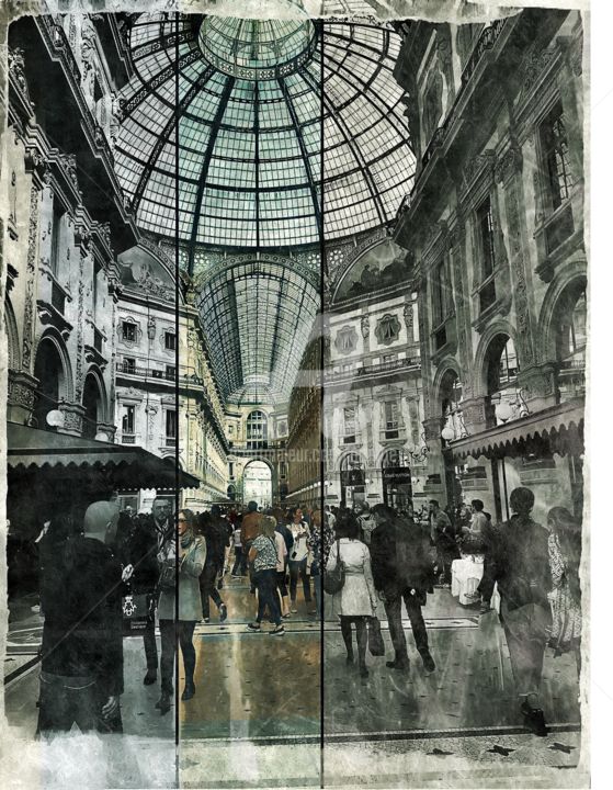「Milano」というタイトルのデジタルアーツ Art Moéによって, オリジナルのアートワーク, 写真モンタージュ