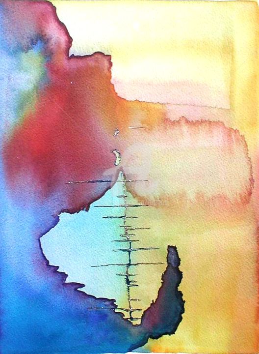 Malerei mit dem Titel "Colors" von Art Moé, Original-Kunstwerk, Aquarell