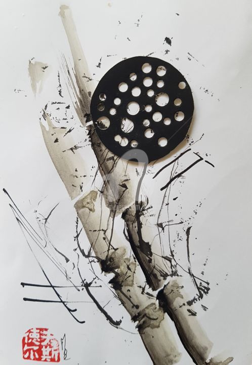 Malerei mit dem Titel "Sumi e Contemporary…" von Art Moé, Original-Kunstwerk, Tinte