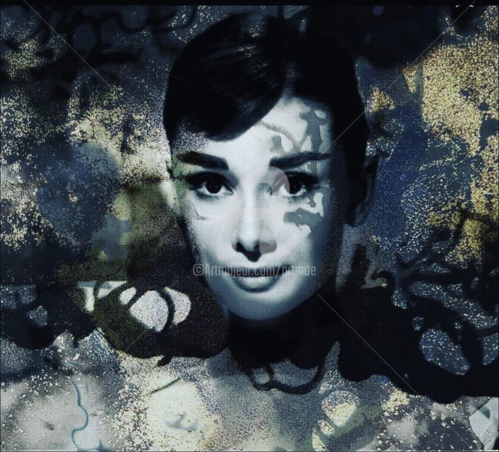 Digitale Kunst mit dem Titel "Audrey an me" von Art Moé, Original-Kunstwerk, Fotomontage