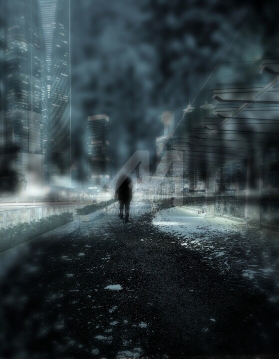 Photographie intitulée "Blue City" par Art Moé, Œuvre d'art originale, Photographie manipulée