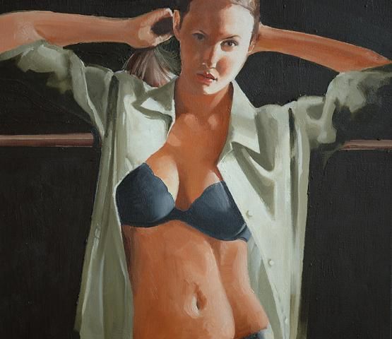Painting titled "dressing" by Doug Swinson, Original Artwork