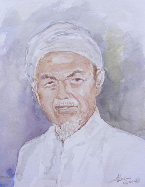 Malerei mit dem Titel "Tok Guru" von Abu Seman Awang Besar, Original-Kunstwerk