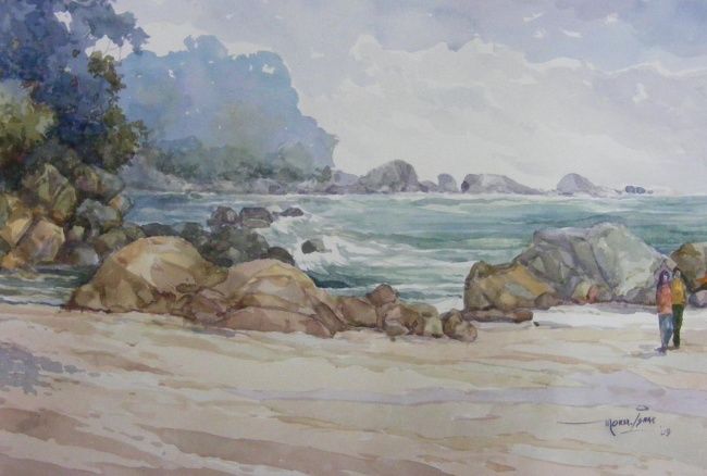 Painting titled "Beach of Telok Chem…" by Abu Seman Awang Besar, Original Artwork