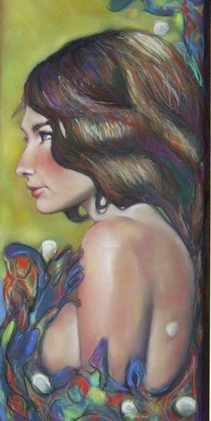 Painting titled "Brune sirène" by Nelly Bernet, Original Artwork