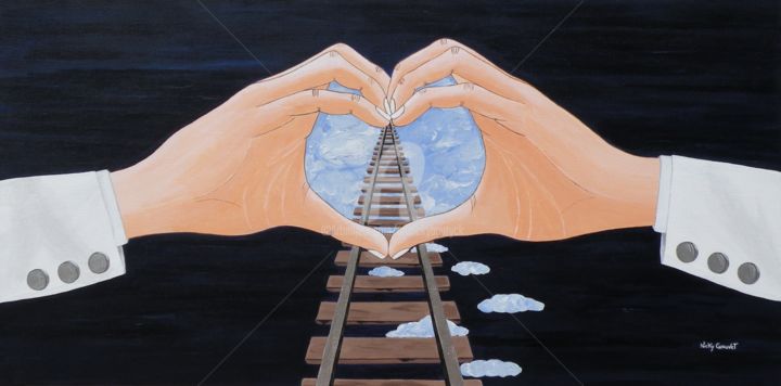 Peinture intitulée "Coeur de Fer-  Réf/…" par Nicky Chauvet (Art-Nicky), Œuvre d'art originale, Acrylique