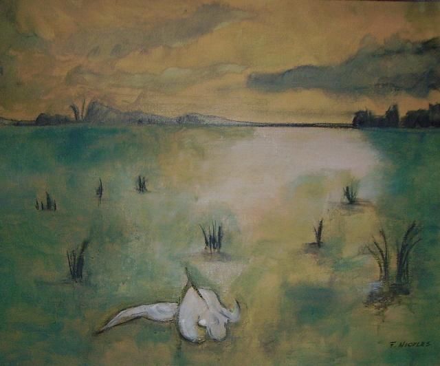 Pintura titulada "lac" por Francois Nicolas, Obra de arte original