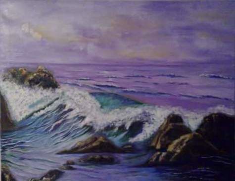 Painting titled "Sea" by Ksenia Nikolaeva, Original Artwork, Oil