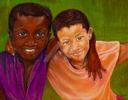 Peinture intitulée "Best Friends" par Donna W. Radcliffe, Œuvre d'art originale, Pastel