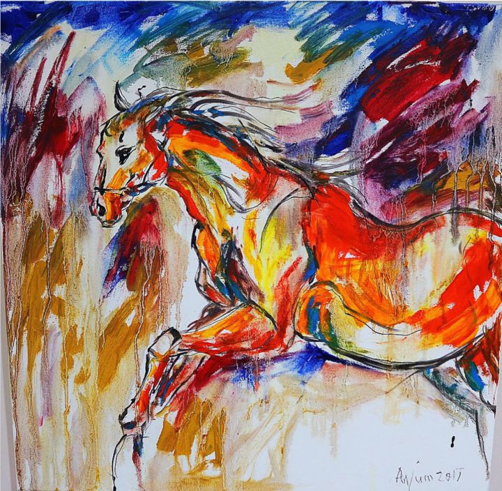 Painting titled "Horse Series" by Skylar Croft, Original Artwork, Oil