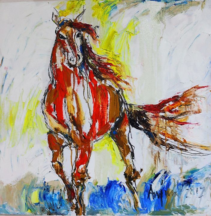 Painting titled "Horse Painting - Ab…" by Skylar Croft, Original Artwork, Acrylic