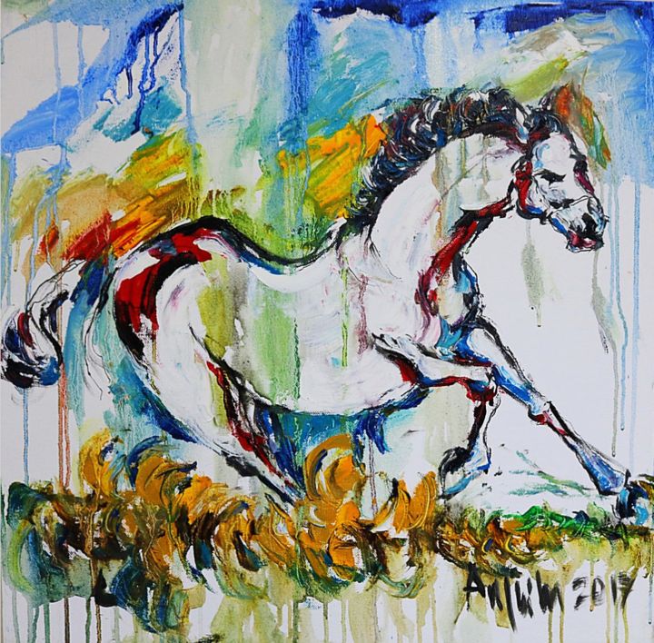 Painting titled "Horse Painting - Ab…" by Skylar Croft, Original Artwork, Acrylic