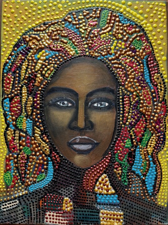 Schilderij getiteld "African beauty" door Artoghrul, Origineel Kunstwerk, Olie