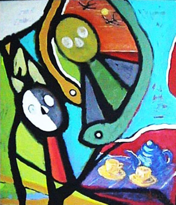 Painting titled "Secret Lovers" by Ojomo, Original Artwork, Acrylic