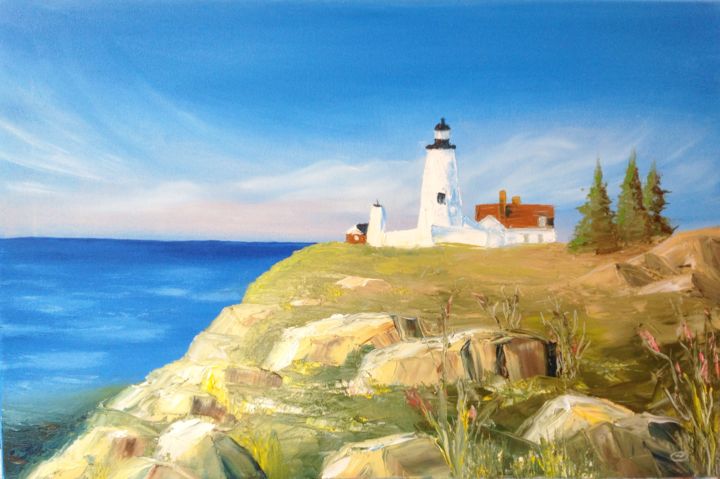 Painting titled "Lighthouse and rocks" by Vicente Osipenko, Original Artwork, Oil