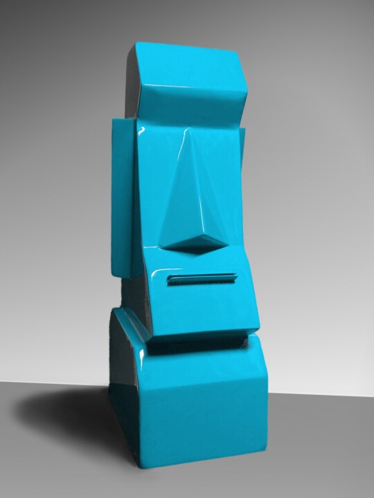 Sculpture intitulée "Moaï de l'Ile de Pâ…" par Artotem By Jean-Claude Singla, Œuvre d'art originale, Métaux