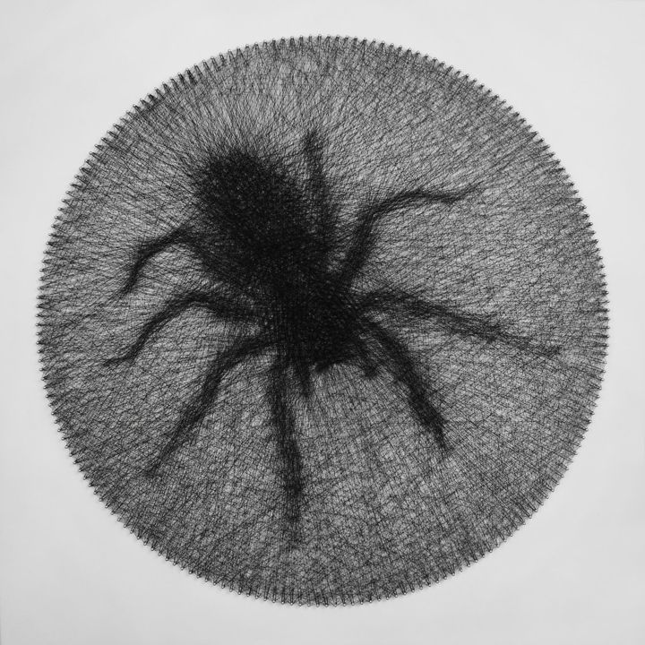 Arte têxtil intitulada "Spider string art" por Andrey Saharov, Obras de arte originais, Fio
